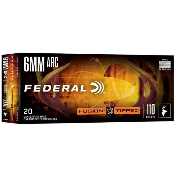 Federal Cartridge Co. Federal Fusion Tipped Rifle Ammunition 6mm ARC 110gr PT 2600fps 20/ct