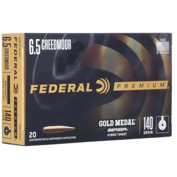 Federal Cartridge Co. Federal Gold Medal Berger Hybrid Rifle Ammunition 6.5mm Creedmoor 140gr BTHP 2725 fps 20/ct