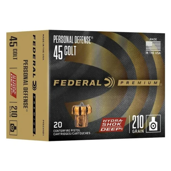 Federal Cartridge Co. Federal Hydra-Shok Deep Handgun Ammunition .45 Colt 210 gr JHP 913 fps 20/ct