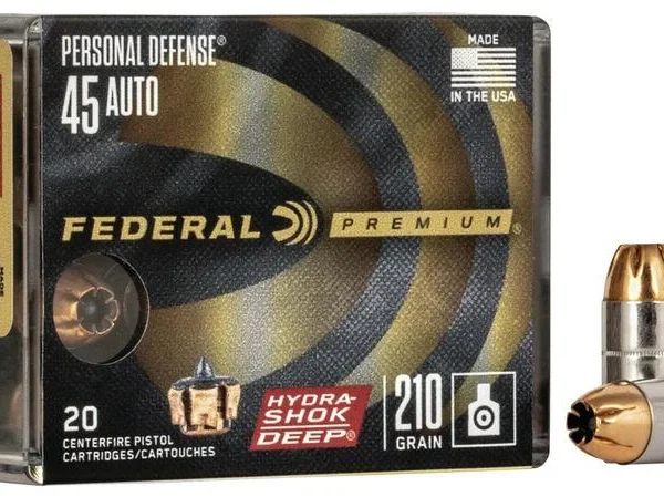 Federal Cartridge Co. Federal Personal Defense Hydra-Shok Deep Handgun Ammuniton .45 ACP 210 gr HSD 980 fps 20/ct