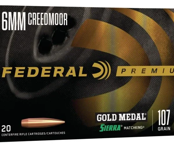 Federal Cartridge Co. Federal Premium Gold Medal Sierra Matchking Ammunition 6mm Creedmoor 107 gr BTHP 3000 fps 20/ct