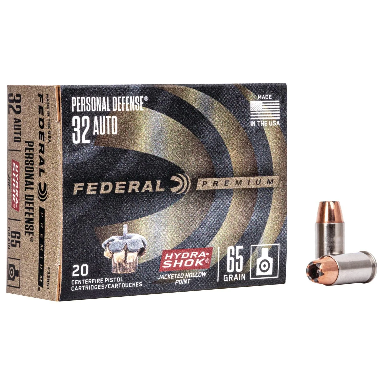 federal-premium-personal-defense-32-acp-65-gr-jhp-primary Federal Cartridge Co. Federal Premuim Personal Defense Handgun Ammunition 32 Auto 65gr JHP 925 fps 20/ct