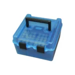 Mtm Molded Products Company MTM Flip Top Ammo Box for 22-250/.243/.308 Win/.220 Swift 100 Rounds Clear Blue