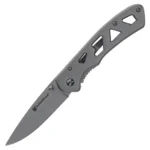 Battenfeld Knives Smith & Wesson Folding Knife Cigar Cutter and Lighter Combo 3" Drop Point Blade Silver - alternate view 2