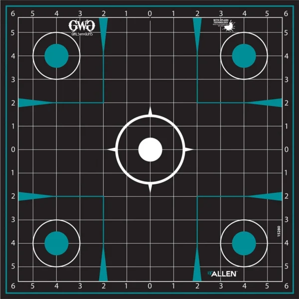 The Allen Company Inc. Allen Girls with Guns Splash Adhesive Sight Grid Targets 12x12 - 5/ct