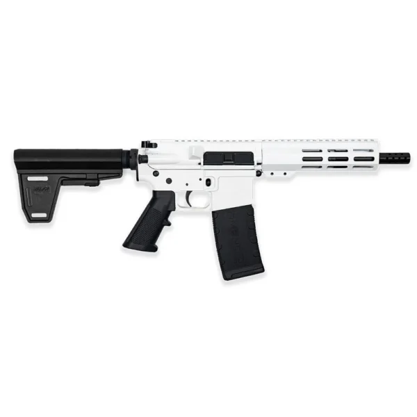 10 Ring GLFA 223 Wylde Braced Pistol .223 Wylde 30rd Magazine 7.5" Nitride Barrel White Finish