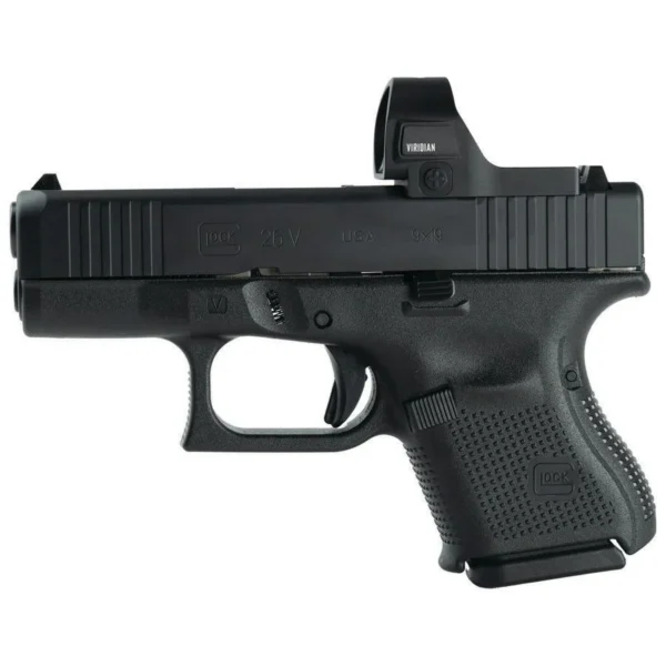 Glock Inc. Glock V-Series Model 26 Handgun 9mm Luger 10rd Magazines (3) 3.43" Barrel Black US Made w/Viridian RFX35 Green Dot