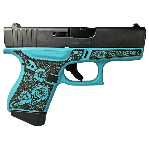 Glock Inc. Glock 43 Gen 4 Custom "Robin's Egg Blue and Paisley" Subcompact Handgun 9mm Luger 6/rd Magazines (2) 3.41" Barrel