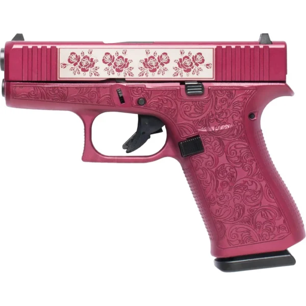 Glock Inc. Glock 43X "Full Engraved Paisley" Black Cherry Handgun 9mm Luger 10rd Magazines(2) 3.4" Barrel Accessory Rail USA