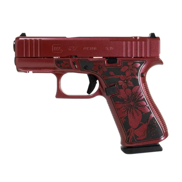 Glock Inc. Glock 43x MOS Custom "Cherry Blossom Engraved Medusa Pink Frame" Subcompact Handgun 9mm Luger 10rd Magazines (2)