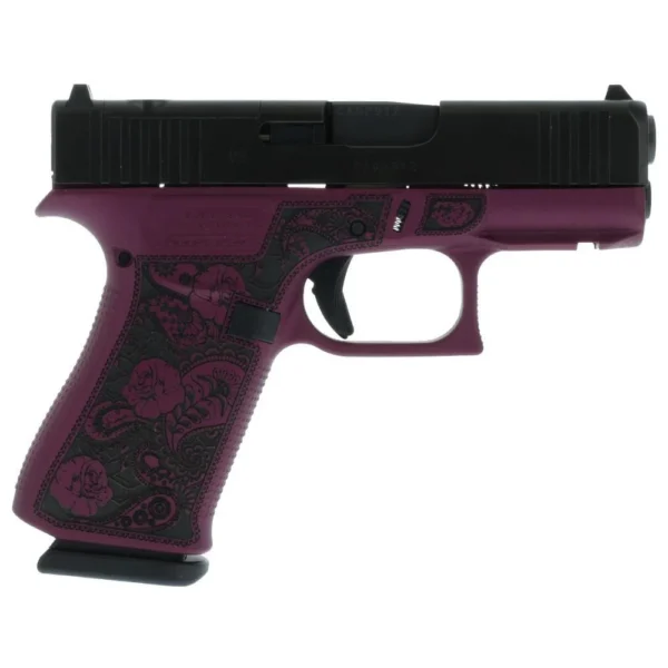 Glock Inc. Glock 43x MOS Custom "Glock and Roses Black Cherry Frame" Subcompact Handgun 9mm Luger 10rd Magazines (2) 3.41"