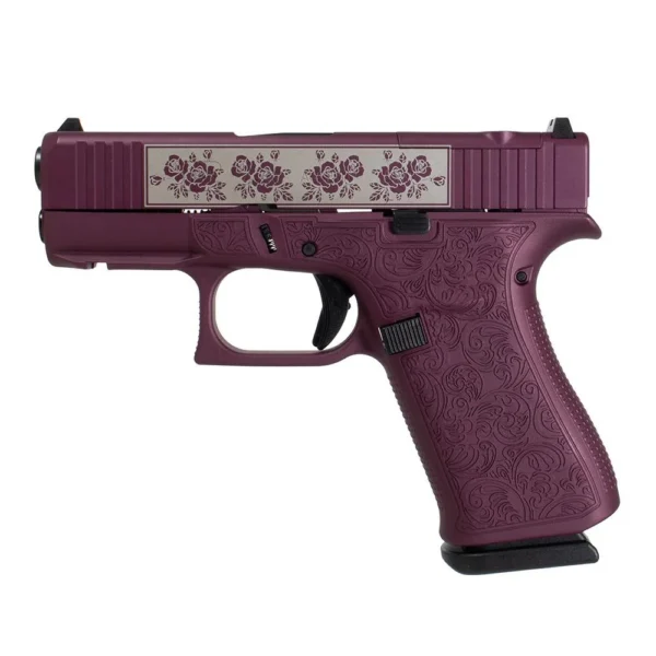Glock Inc. Glock 43x MOS Custom "Glock and Roses Full Engraved Black Cherry Frame" Subcompact Handgun 9mm Luger 10rd