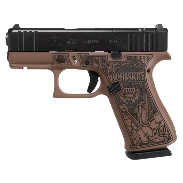 Glock Inc. Glock 43x MOS Custom "Engraved Country Bourbon Cerakote " Subcompact Handgun 9mm Luger 10rd Magazines (2) 3.41"