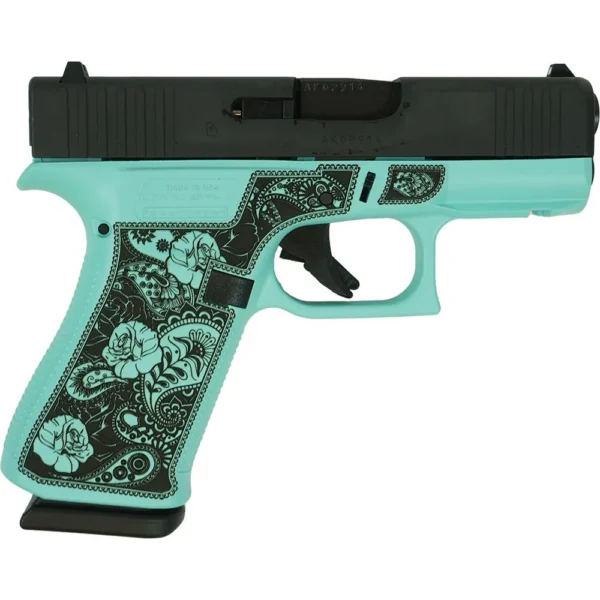 Glock Inc. Glock 43X "Robin's Egg Blue Rose" Frame Handgun 9mm Luger 10rd Magazines(2) 3.4" Barrel Accessory Rail USA Made