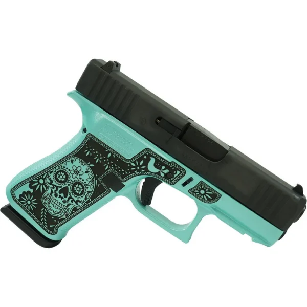 Glock Inc. Glock 43X "Sugar Skull Glitter" Robin's Egg Blue Handgun 9mm Luger 10rd Magazines(2) 3.4" Barrel Accessory Rail