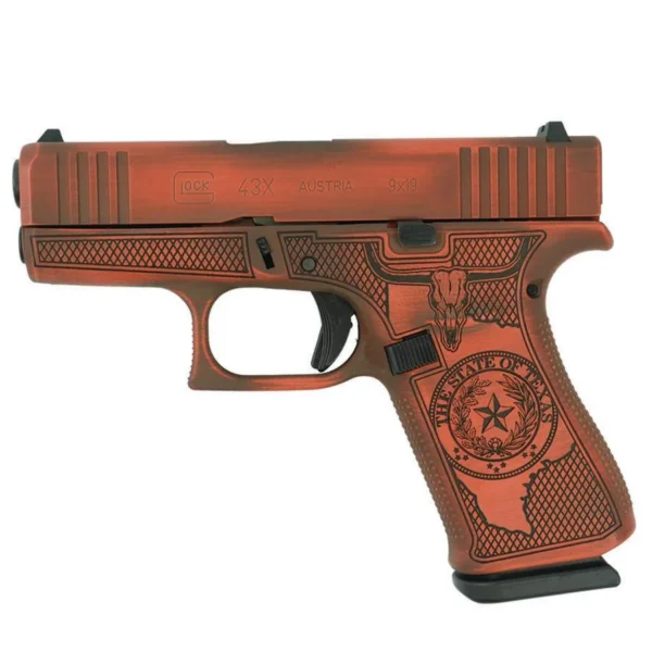 Glock Inc. Glock 43x Custom "Texas Orange" Subcompact Handgun 9mm Luger 10rd Magazines (2) 3.41" Barrel Austria