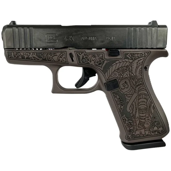 Glock Inc. Glock 43x Custom "Vortex Bronze Elephant Engraved" Subcompact Handgun 9mm Luger 10rd Magazines (2) 3.41" Barrel