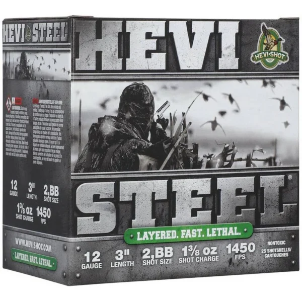 Environ Metal Inc HEVI-Shot HEVI-Steel Shotshells 12ga 3" 1-3/8oz 1450 fps #BB 25/ct