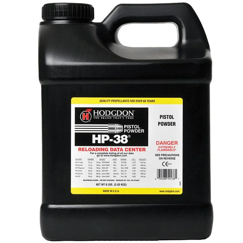 hodgdon-pistol-powder-8-lbs-primary Hodgdon Powder Company Inc. Hodgdon HP-38 Spherical Handgun Powder 8 lbs