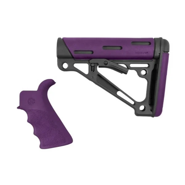 Hogue Inc. Hogue AR-15/M16 Kit Overmolded Beavertail Grip and Collapsible Buttstock for Mil-Spec Buffer Tube Purple