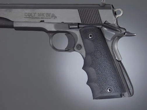 Hogue Inc. Hogue Colt Government Grips .45 1911 Rubber Grips with Finger Grooves - Black