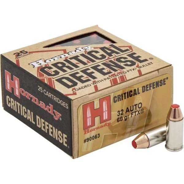 Hornady Mfg Hornady Critical Defense Handgun Ammunition .32 Auto 60gr FTX 1000 fps 25/ct