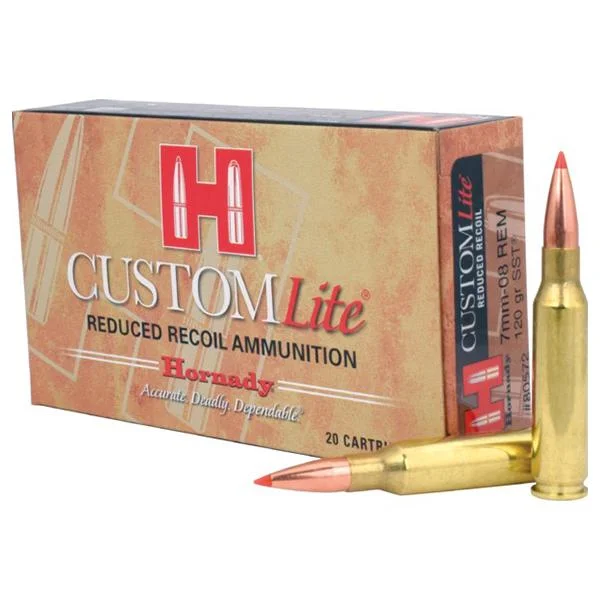 Hornady Mfg Hornady Custom Lite Rifle Ammunition 7mm-08 Rem 120 gr SST 2675 fps 20/ct