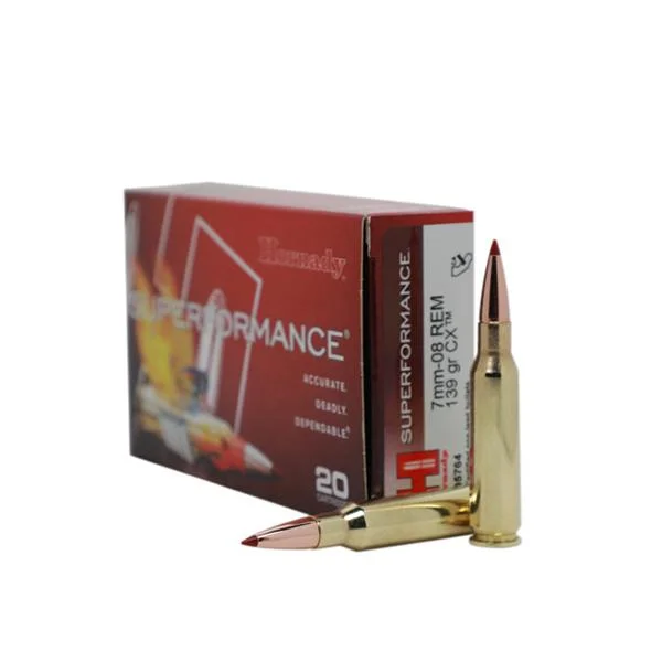 Hornady Mfg Hornady Superformance Rifle Ammunition 7mm-08 Rem 139gr CX SPF 2910 fps 20/ct