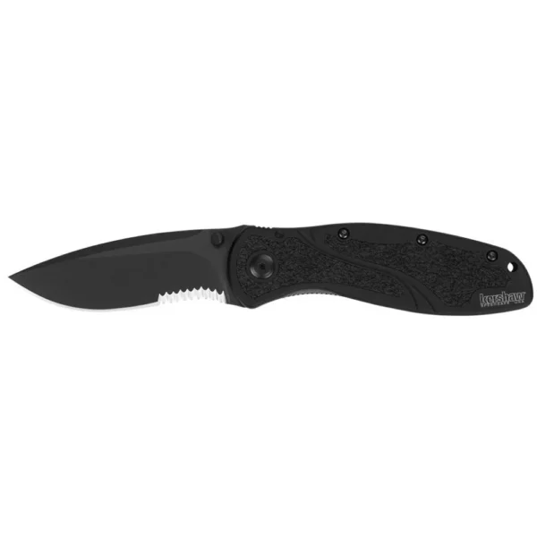 Kershaw Knives Kershaw Blur Semi Serrated Folding Knife 3-2/5" Drop Point Blade Black