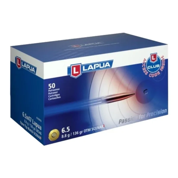 Lapua Ammunition Lapua Rifle Ammunition 6.5 Creedmoor 136gr Scenar OTM 2740 fps 50/ct