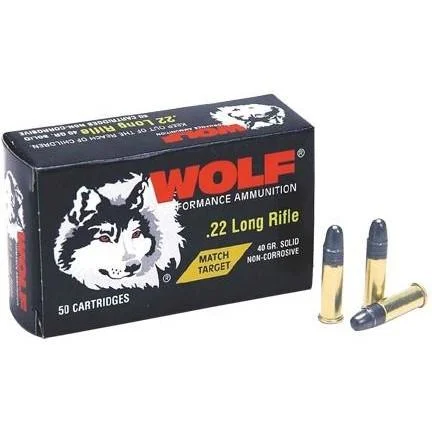 Wolf Performance Ammunition Wolf Match Target Rimfire Ammunition .22 LR 40 gr RN 50/ct (BY ELEY)