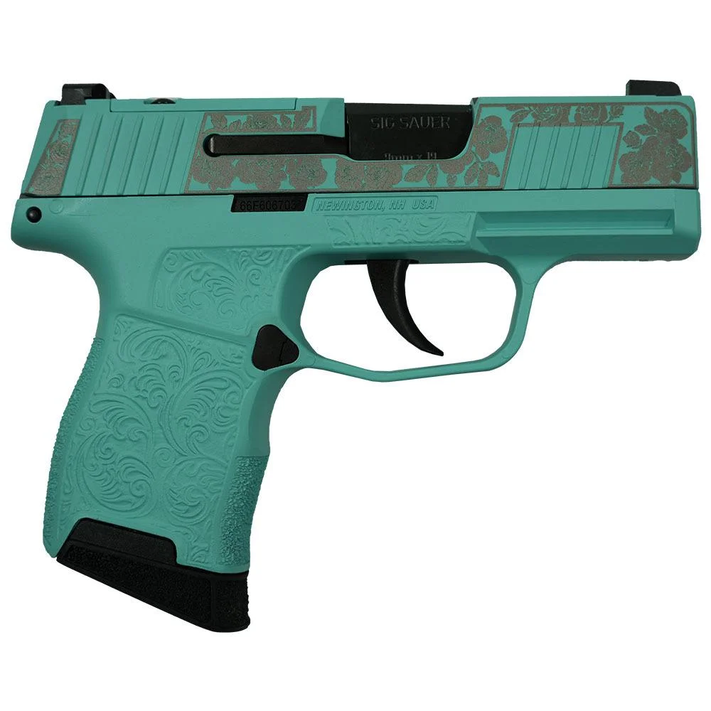 micro-compact-optic-ready-9mm-handgun-primary Sig Sauer "Gun & Roses-Robin's Egg Blue" P365 Optic Ready Handgun 9mm Luger 10rd Magazines(2) 3.1" Barrel X-RAY 3 Sights