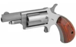 North American Arms NAA 22M Mini Revolver Handgun .22 Magnum 5rd Capacity 1.625" Barrel Silver with Wood Grip - alternate