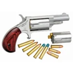 North American Arms 22MC Handgun .22 Mag 5rd Capacity 1.63" Barrel Silver with Wood Grips - alternate view 2