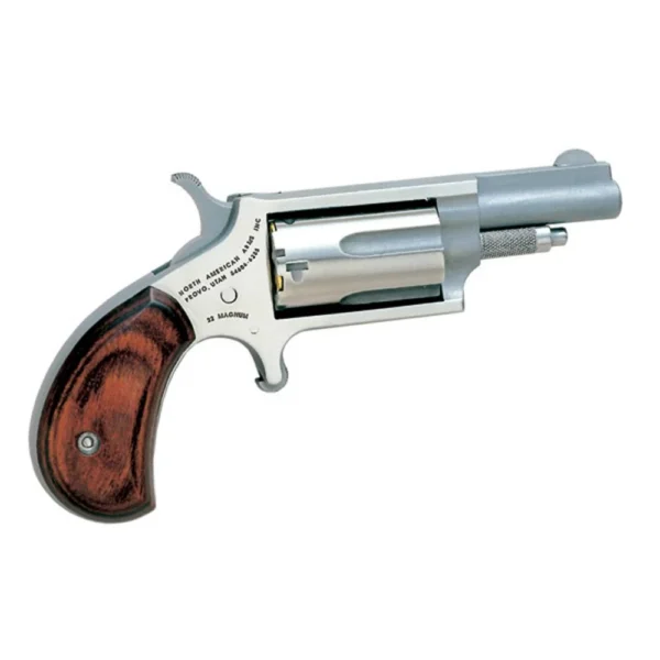 North American Arms 22MC Handgun .22 Mag 5rd Capacity 1.63" Barrel Silver with Wood Grips