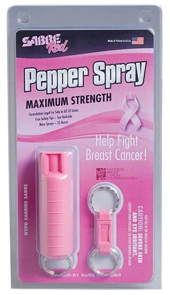 pink-pepper-spray-quick-release-primary Security Equipment Corporation Sabre Red Maximum Strength Pepper Spray - National Breast Cancer Foundation.