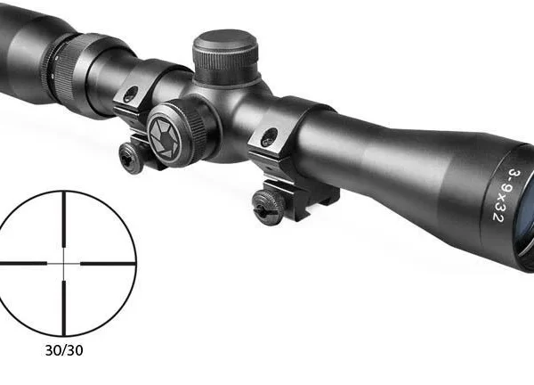 Barska Plinker-22 Rifle Scope with 3/8" Rings - 3-9x32mm 30/30 Reticle 36-13' FOV 3.5" ER Matte