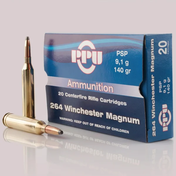 TRZ Trading Inc. PPU Standard Rifle Ammunition .264 Win Mag PSP 140 gr 3018 fps 20/ct