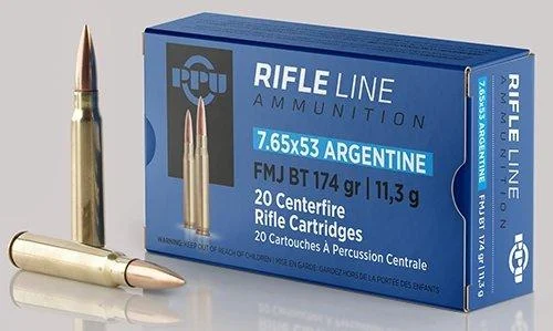 TRZ Trading Inc. PPU Rifle Ammunition 7.65mm x 53 Argentine 174 gr FMJ 2624 fps 20/ct