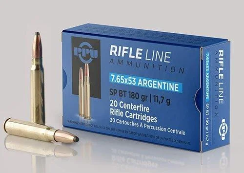 TRZ Trading Inc. PPU Rifle Ammunition 7.65mm x 53 Argentine 180 gr SP 2542 fps 20/ct