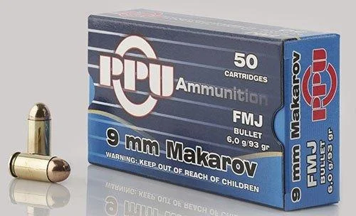 TRZ Trading Inc. PPU Handgun Ammunition 9mm x 18 Makarov 93 gr FMJ 50/ct