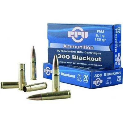TRZ Trading Inc. PPU Standard Rifle Ammunition .300 AAC Blackout 125 gr FMJ 1340 fps 20/ct