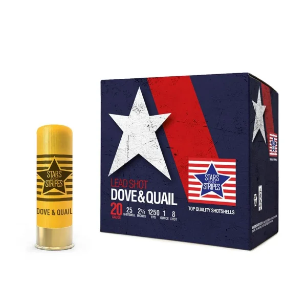 TRZ Trading Inc. PPU Stars & Stripes Dove & Quail Shotshells 20ga 2-3/4'' 1 oz 1250 fps #8 25/ct