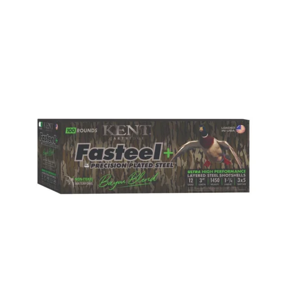Kent Cartridge America Kent Fasteel+ Precision Plated Steel Bayou Blend Shotshells 12ga 3" 1-1/4oz 1450 fps #3 & #5 100/ct