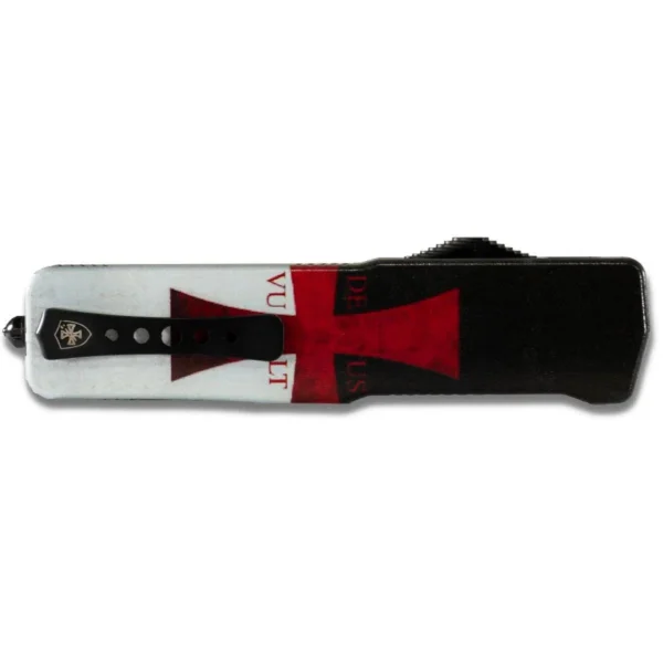 Templar Knife Templar Knives Premium Weighted Automatic Knife 3" Serrated Dagger Blade Templar Flag