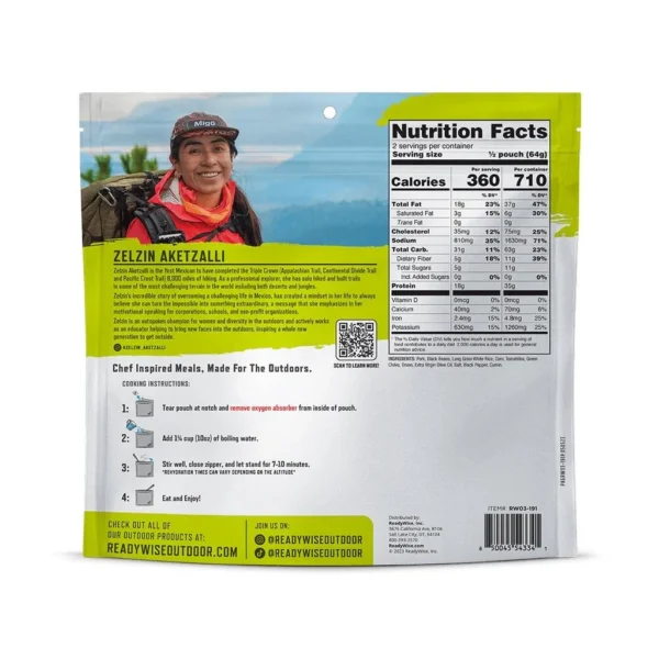 ReadyWise Company ReadyWise Outdoor Pro Meal Pork Chile Verde Single Pouch