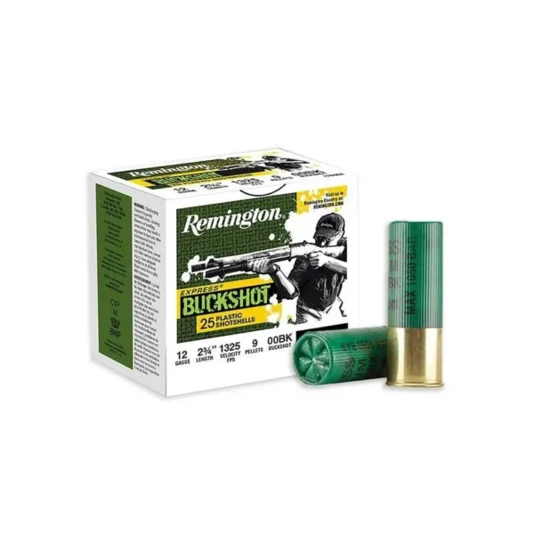 Remington Buckshot 12 ga 2 3/4" 3 3/4 dr 9 plts #00 1325 fps 250/Case (10-25/ct)