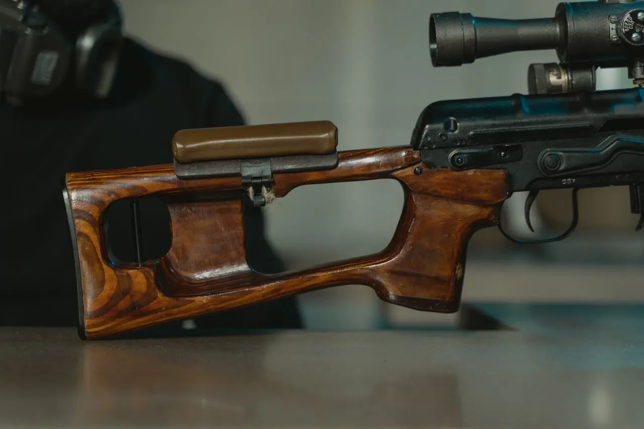 Rifle with a wooden stock