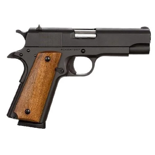Rock Island Armory M1911 GI Standard MS Handgun .45 ACP 8rd Magazine 4.2" Barrel Black with Wood Grips MA Compliant
