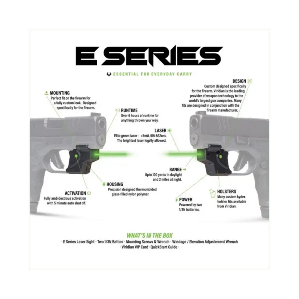 Viridian Green Laser Viridian E Series Green Laser Black Ruger MAX-9 w/ Kydex Holster IWB RH